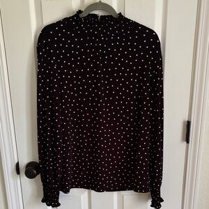Adrianna Papell Black and White Polka Dot Blouse